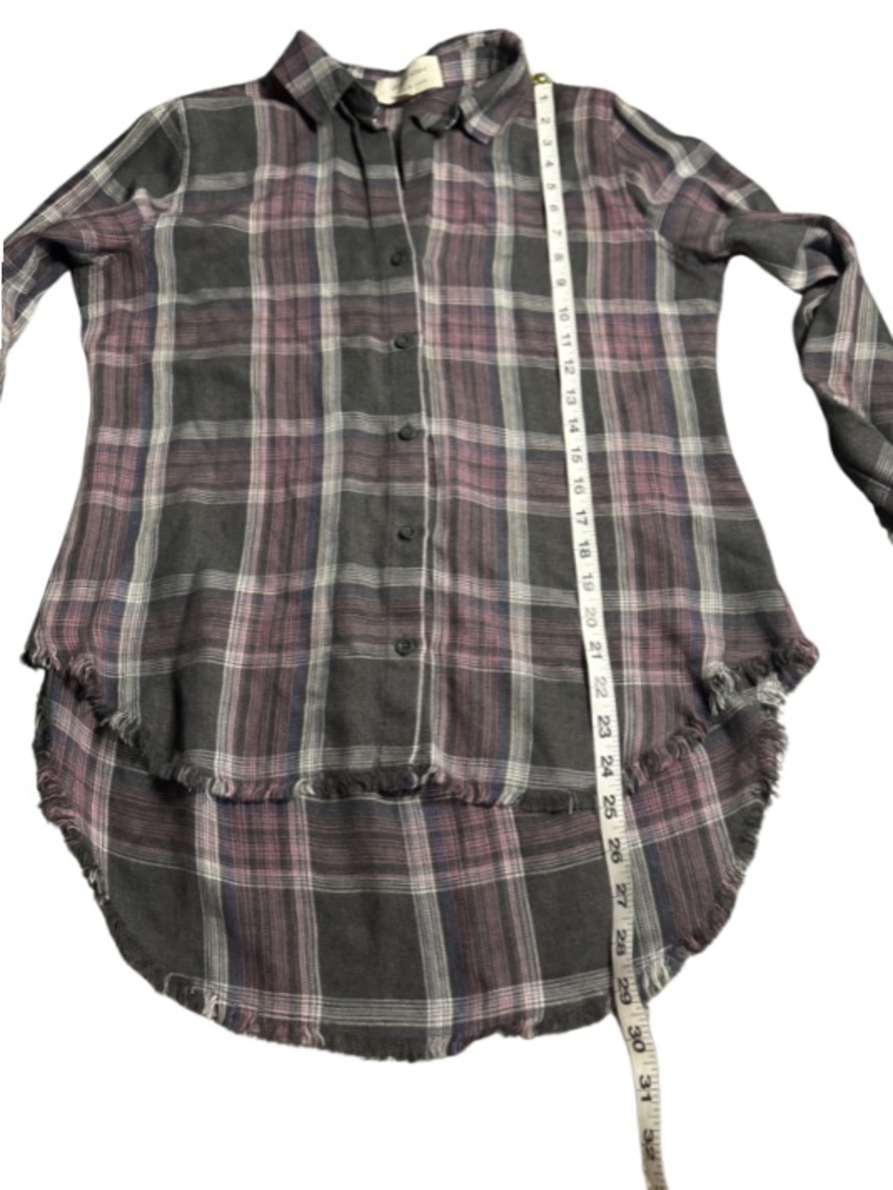 Cloth & Stone Casual Plaid Button-Up Shirt in Charcoal & Plum Medium - Picture 5 of 11